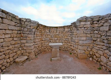 The Ruins Of An Ancient Altar In The Greek Temple