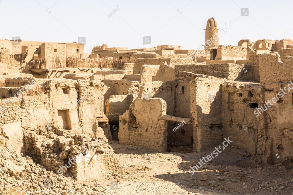 Ruins of ancient arab middle eastern old town built of mud bricks, old ...