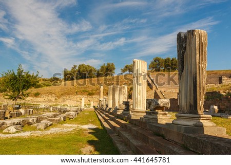 Ruins of ancient city of Asclepion located in Bergama province, Turkey 