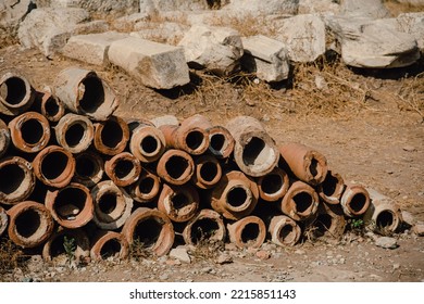 Ruins Of Ancient Greek Pottery Sewer Pipes