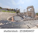 Ruins of Ancient Roman theatre of Philippopolis in city of Plovdiv, Bulgaria