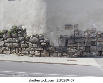 Ruins Of Ancient Roman Wall In Regensburg, Germany