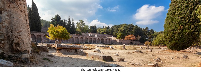 Ruins Of Asclepeion In Kos Greece, Ancient Greek Temple Dedicated To Asclepius, The God Of Medicine.