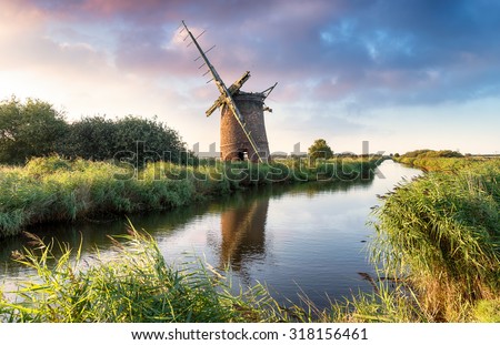 The ruins of the Brograve Windmill on the Norfolk Broads at Sea Palling