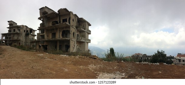 Ruins Of A Building Destroyed During Civil War In Lebanon