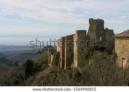 Ruins of the cathar castle of Saissac in the south of France
