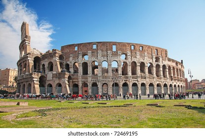 Ruins Of The Colloseum In Rome, Italy