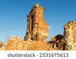 Ruins of the command post of the 138th rifle division, Lyudnikov Island. Monument to the Battle of Stalingrad. Volgograd, Russia, Lower settlement of the Barricades plant.