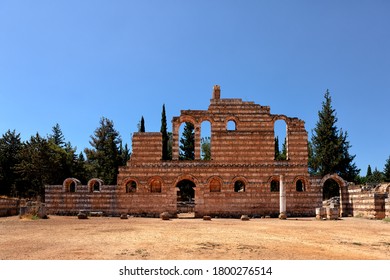 Ruins Of Facade Of The Grand Palace Of The Umayyad Dynasty In Anjar, Lebanon, Bekaa Valley, Middle East, Color