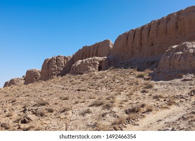 Ruins Of Fortress Ayaz Kala (“Ice Fortress”) Ancient Khorezm, In The Kyzylkum Desert In Uzbekistan