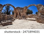 ruins of Forty Columns Castle in the archaeological park of Paphos city, Cyprus