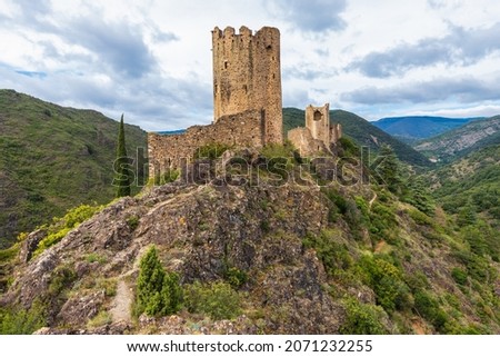 Ruins of the French medieval Cathar castle Lastours, Aude, France