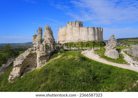 Ruins of Château Gaillard, a French medieval castle overlooking the River Seine built in Normandy by Richard the Lionheart, King of England and feudal Duke of Normandy in the 12th Century
