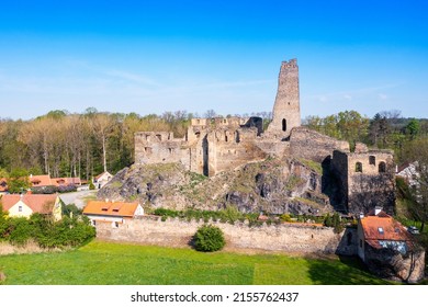 ruins of gothic castle Okor, Central Bohemia region, Czech republic