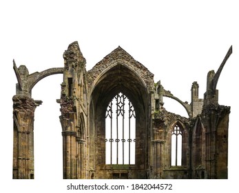 Ruins of a gothic church isolated on white background - Shutterstock ID 1842044572