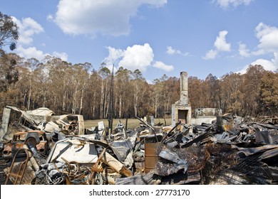 Ruins Of House Burnt On Black Saturday Bushfires In Victoria Australia