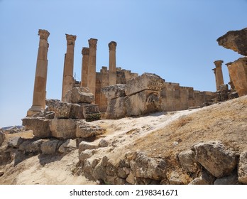 Ruins Of Jerash Or Gerasa, The Ancient Roman City Of The Decapolis. Jordan