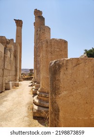 Ruins Of Jerash Or Gerasa, The Ancient Roman City Of The Decapolis. Jordan