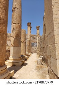 Ruins Of Jerash Or Gerasa, The Ancient Roman City Of The Decapolis. Jordan