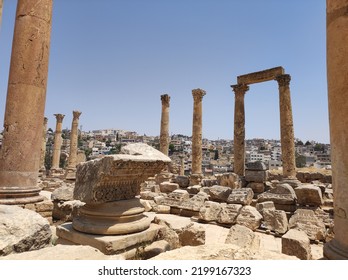 Ruins Of Jerash Or Gerasa, The Ancient Roman City Of The Decapolis. Jordan