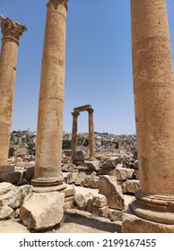 Ruins Of Jerash Or Gerasa, The Ancient Roman City Of The Decapolis. Jordan