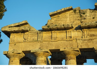 Ruins Of Magna Graecia Temples In Paestum