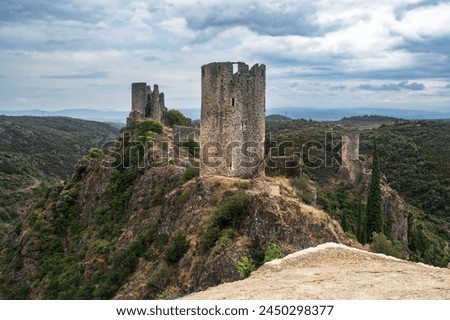 Ruins of the medieval castle of Lastours, in the Cathar region of southern France