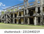 The ruins of Mile-long Barracks, on Corregidor Island in the   Philippines. Corregidor Island guarded the entrance to Manila Bay