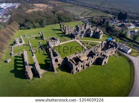The ruins of Neath Abbey monastery in Skewen, Swansea, UK