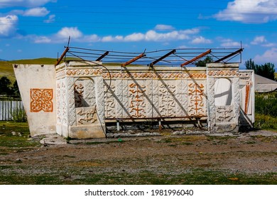 Ruins Of An Old Bus Stop In The  Steppe 