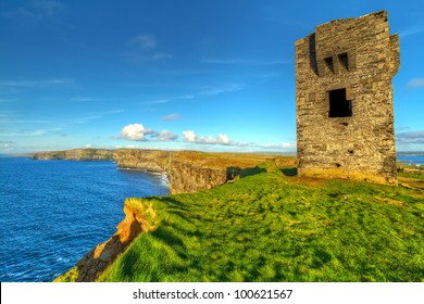 Ruins Of Old Castle On Cliffs Of Moher, Ireland