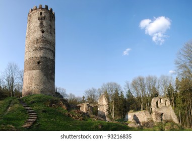 Ruins Of Old Czech Castle - Just Tower Has Left