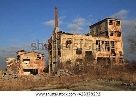 ruins of old factory as old industrial architecture