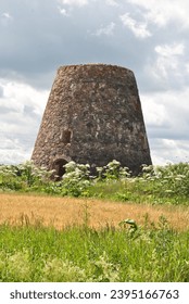 Ruins of an old windmill near Sabile, Latvia in a meadow