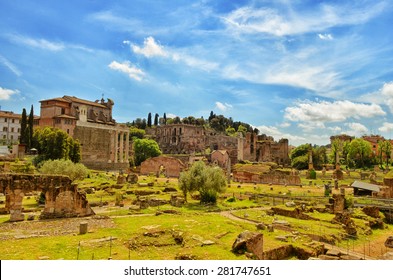 Ruins Of Palatine Hills In Rome, Italy