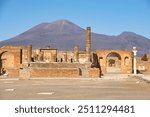 Ruins of Pompeii with Mount Vesuvius in the background, Italy.