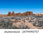 Ruins of pueblo Bonito in native american in chaco canyon