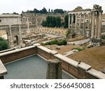 Ruins of the Roman Forum in Rome, Italy. The Roman Forum is one of the main tourist attractions in Rome.