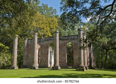 The ruins of Sheldon Church built in 1745 near Beaufort South Carolina.