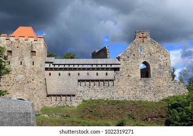 Ruins Of Sigulda Medieval Castle, Built By The Livonian Brothers Of The Sword, Latvia