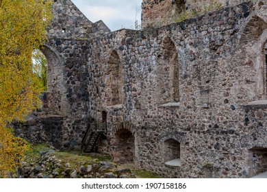 Ruins Of Sigulda Medieval Castle, Latvia. It Was Built By The Livonian Brothers Of The Sword Who Were Later Incorporated Into The Teutonic Order.