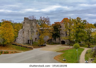 Ruins Of Sigulda Medieval Castle, Latvia. It Was Built By The Livonian Brothers Of The Sword Who Were Later Incorporated Into The Teutonic Order.