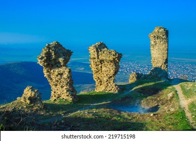 The ruins of Siria medieval fortress from Arad county in Romania