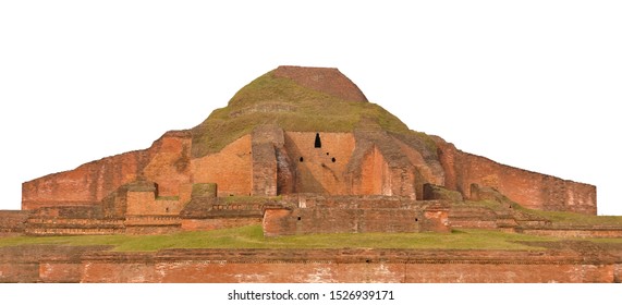 Ruins Of Somapura Mahavihara In Paharpur (Bangladesh) Isolated On White Background