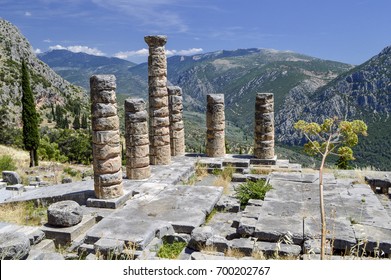 Ruins Of The Temple Of Apollo In Delphi.