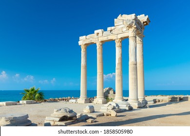 Ruins of the Temple of Apollo in Side in a summer day, Antalya, Turkey