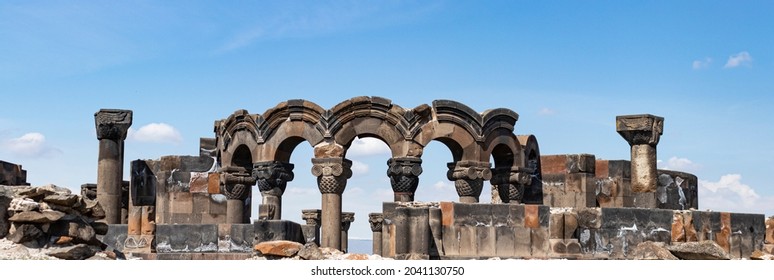 Ruins of the temple complex Zvartnots (Temple of the Vigilant Angels). Armenia. Built in 640-650 AD. Included in the UNESCO World Heritage List.