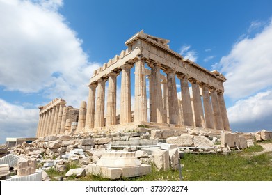 Ruins Of The Temple Parthenon At The Acropolis.