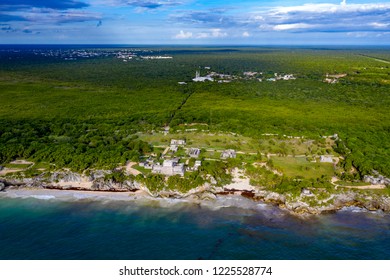 Ruins Of Tulum Mexico Aerial View Panorama