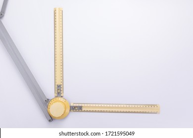 Ruler From Drafting Or Drawing Table On White Background, Top View